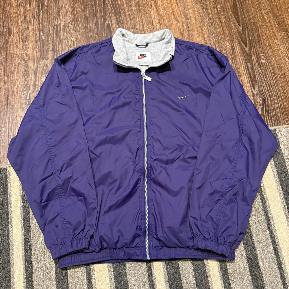 VTG 90s Nike Activewear Windbreaker Purple Zip Up Jacket Youth Sz.XL Swoosh Logo